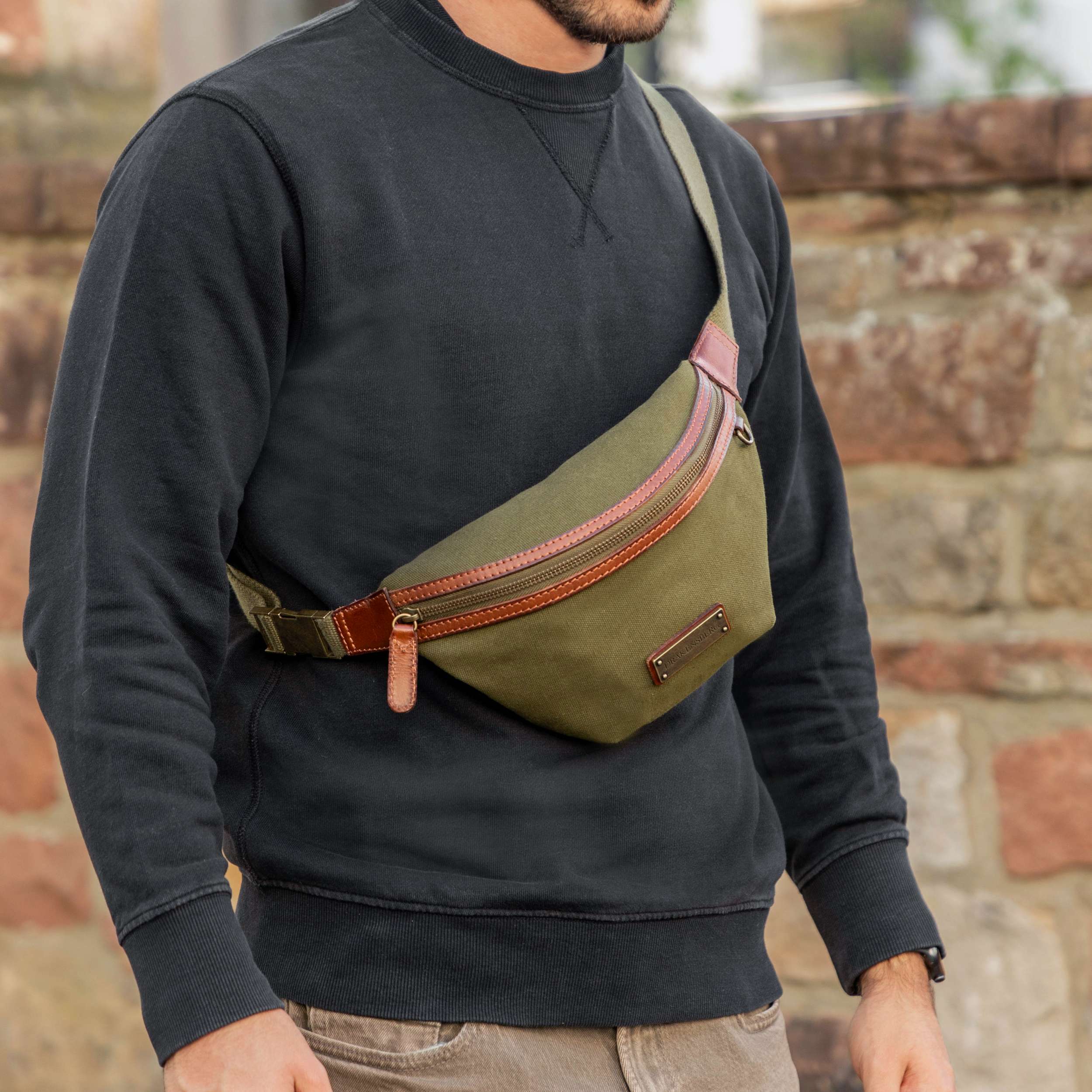 Cotton leather bum bag »Mike« men women, DRAKENSBERG