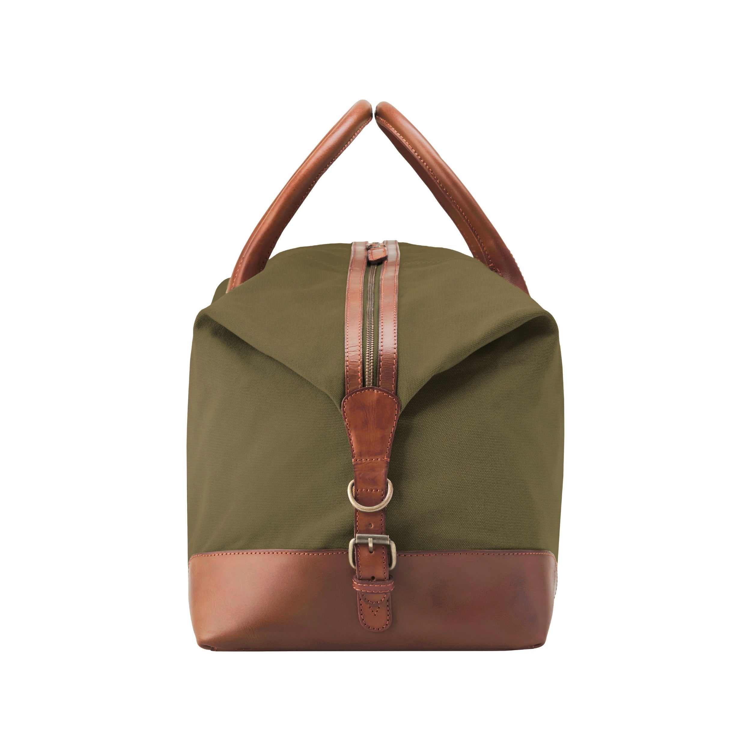 DR00126 - Baumwolle Leder Weekender »David« (L) für Herren und Damen | Oliv-Grün, Seitenansicht