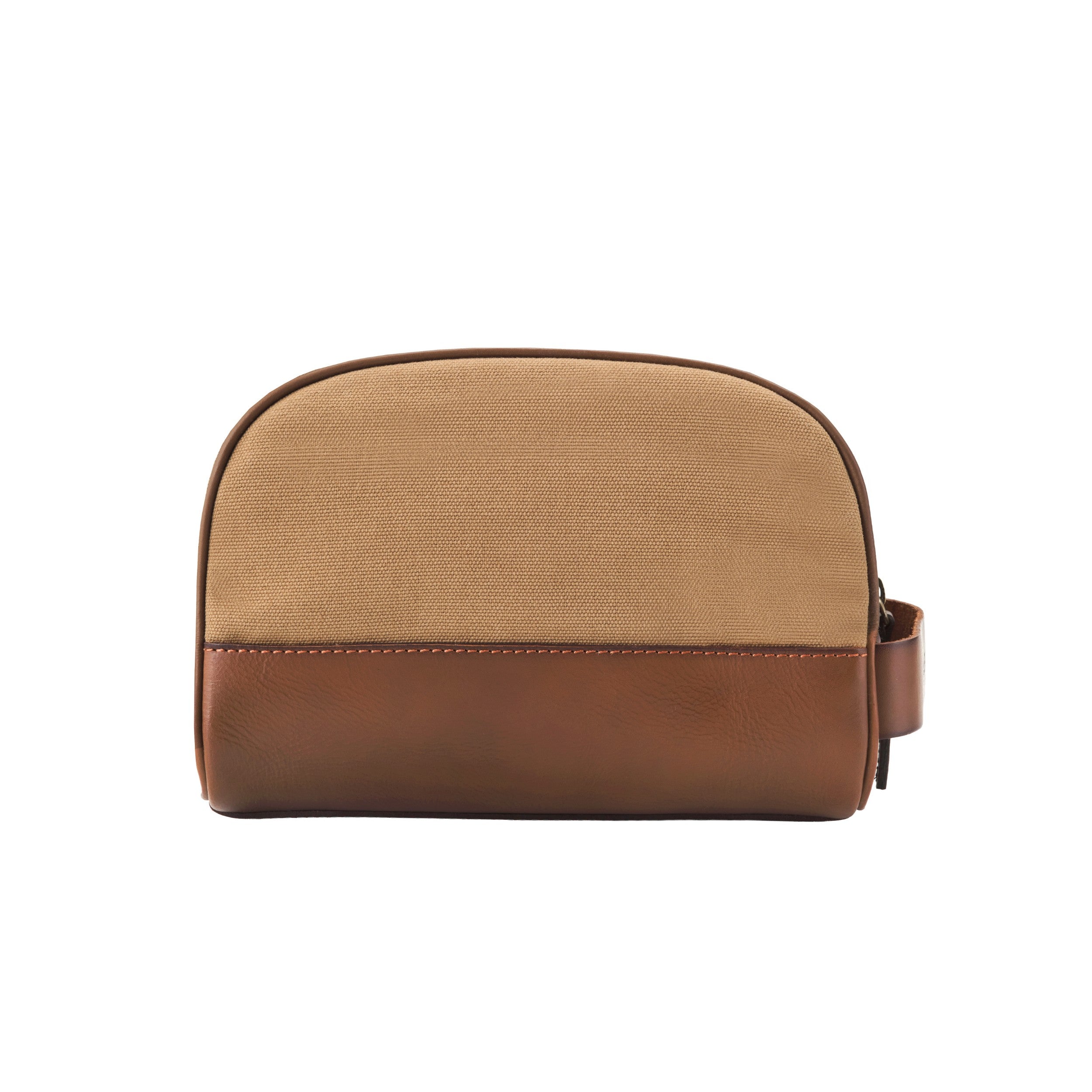 DR00167 - Klassischer Kulturbeutel »Glen« Herren, Damen mit Leder | Khaki-Beige, Frontal