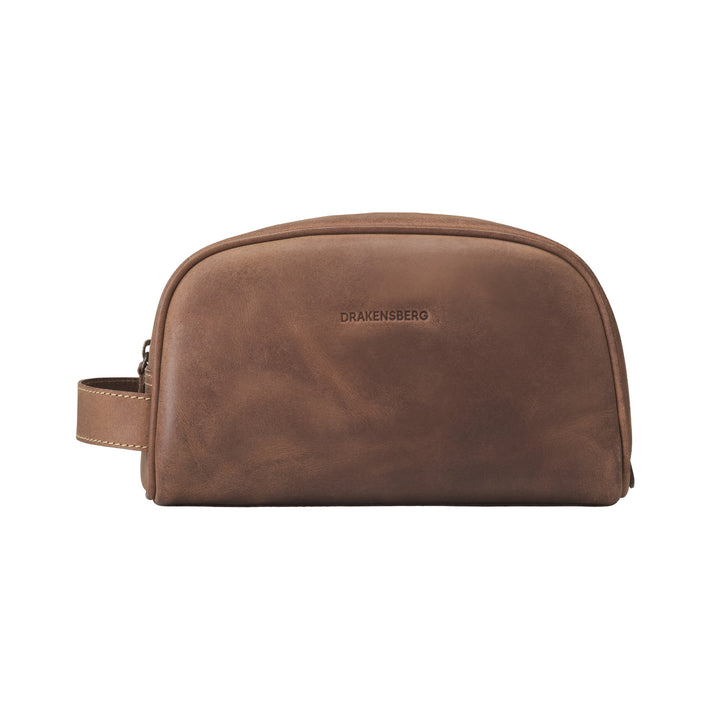 DR00410 – Trousse de toilette en cuir Theo, brun havane – vue de face