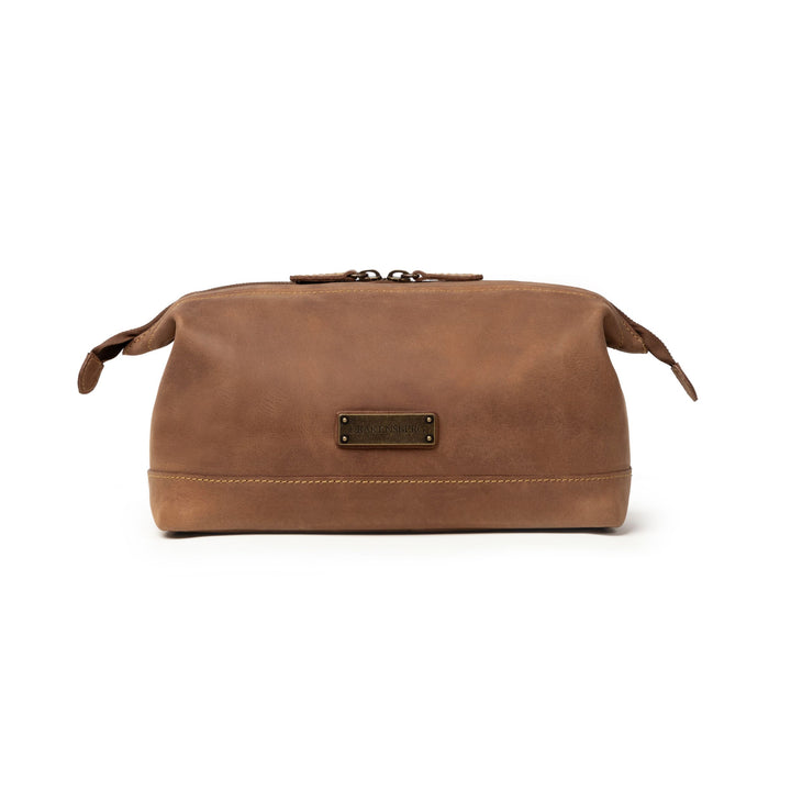Trousse Ruby en cuir brun Havane – vue de face