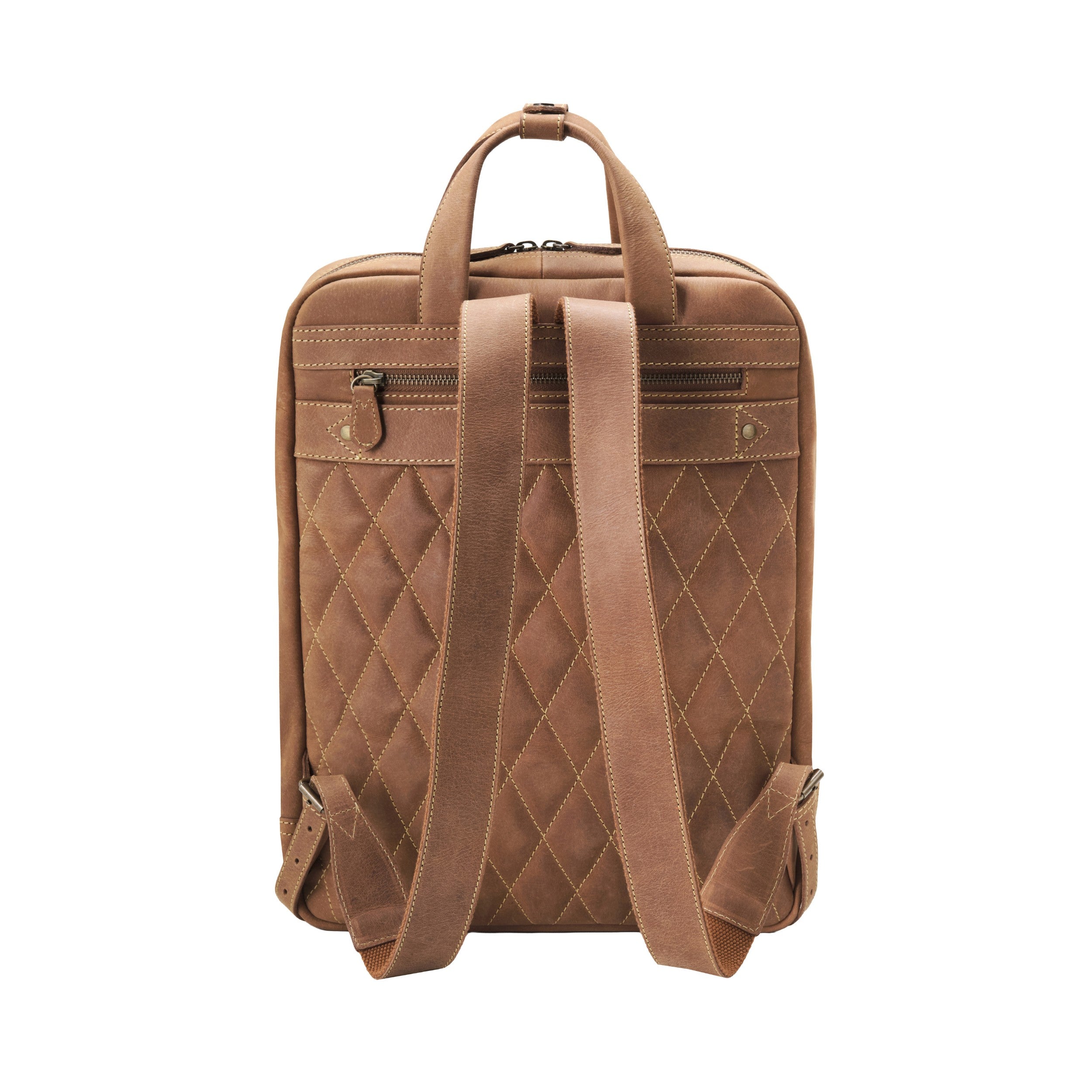 DRAKENSBERG 16" Laptop Rucksack Leder Business Office Herren Damen Porter - Havanna Braun - Rueckseite