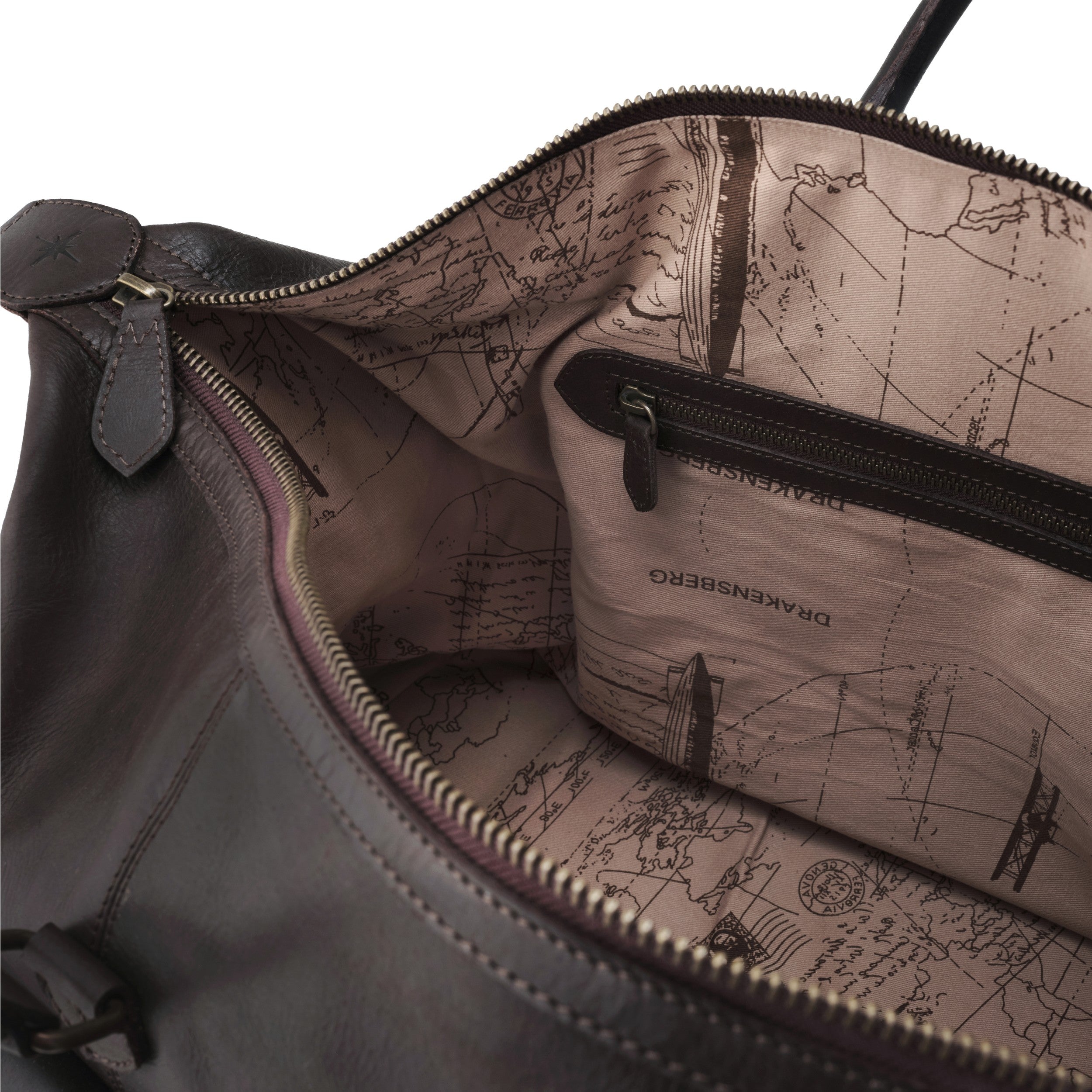 DRAKENSBERG Leder-Reisetasche Ray in Dunkelbraun, handgefertigt aus robustem Büffelleder - Innenfutter mit Reißverschlussfach