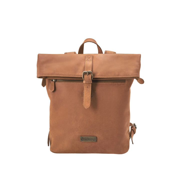 Paula leather backpack in Cognac Brown – front view