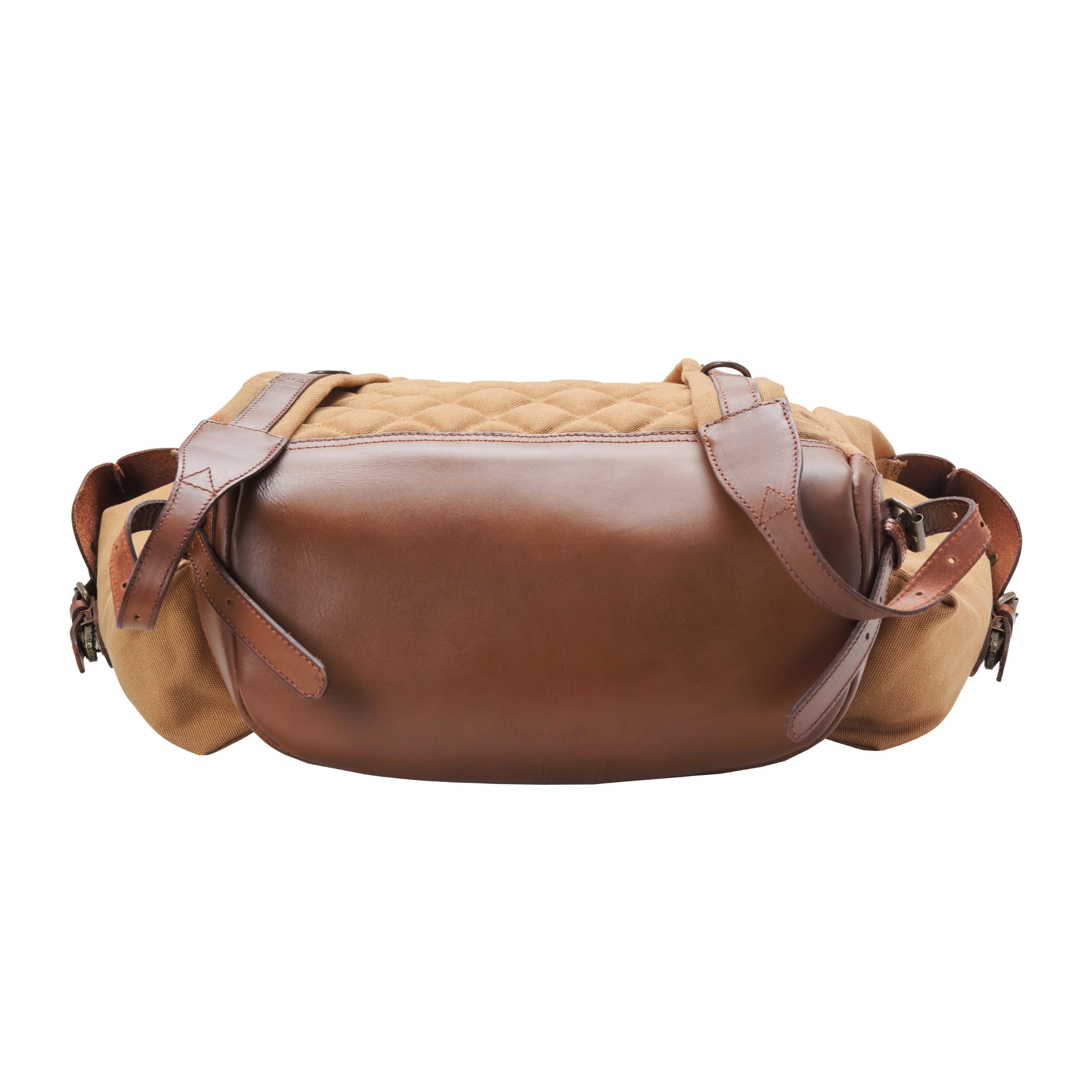 Klassischer Wanderrucksack im alpinen Vintagedesign, Khaki-Beige, Nato, bzw. Retro Bergsteiger Rucksack, handgefertigt aus Baumwoll-Canvas mit Echtleder Elementen, Design-Ikone - Boden