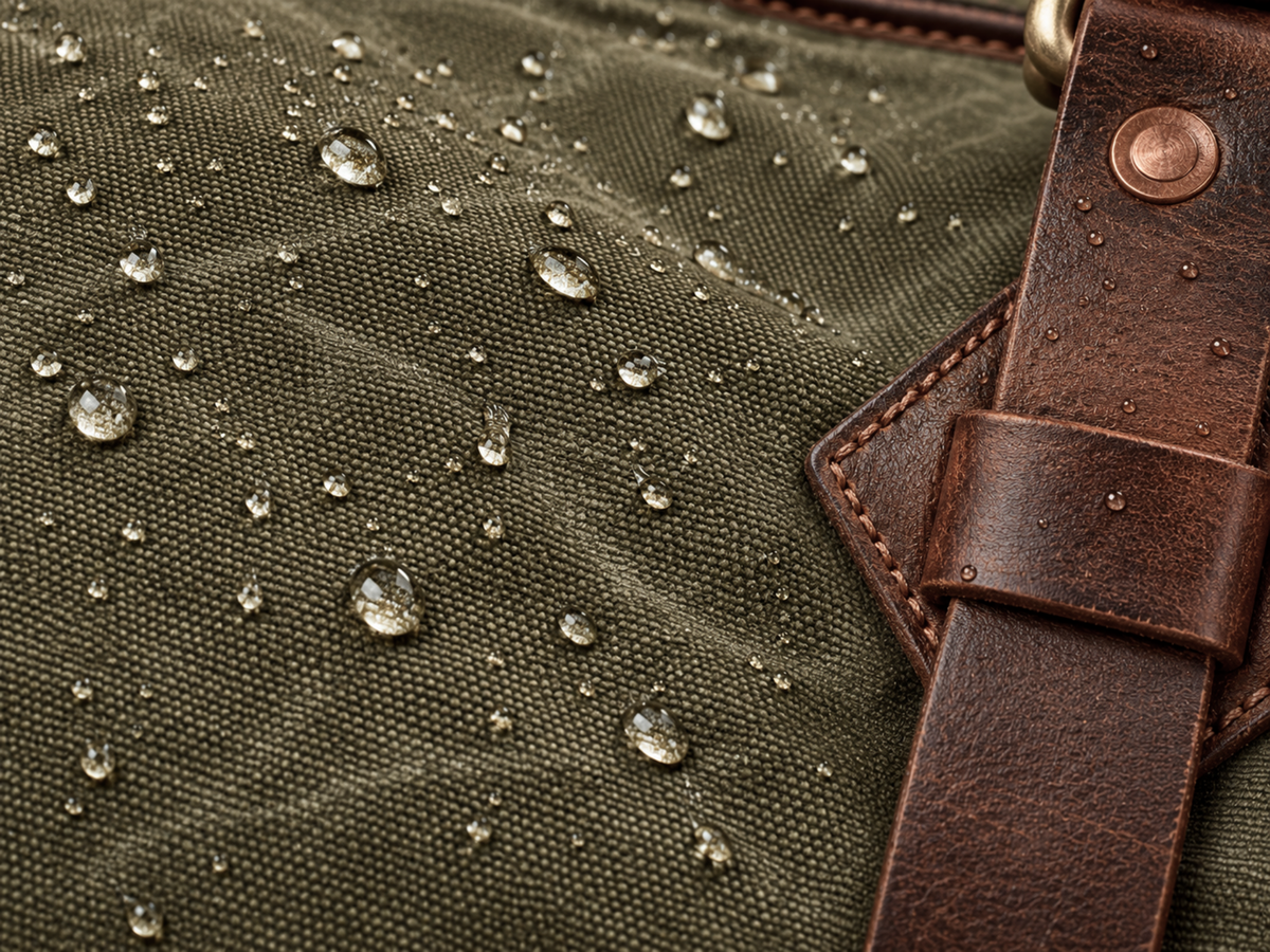 Weekender Cody: gewachstes, wasserabweisendes Baumwoll-Canvas im Detail
