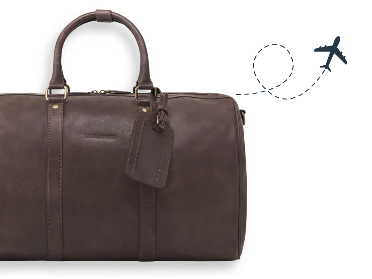 Leder-Weekender »James« mit grafischer Reiseroute