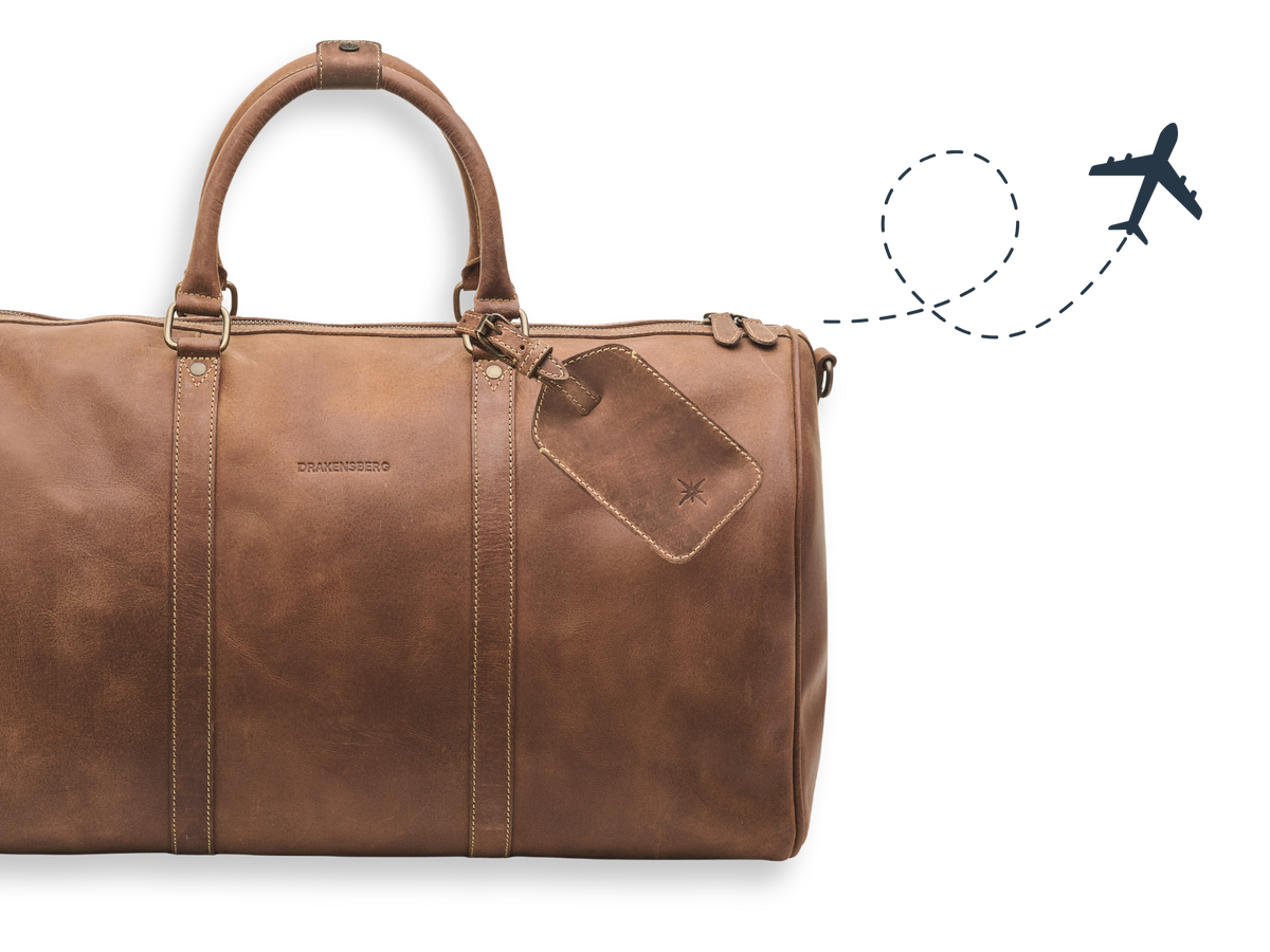 Leder-Weekender »James« mit grafischer Reiseroute