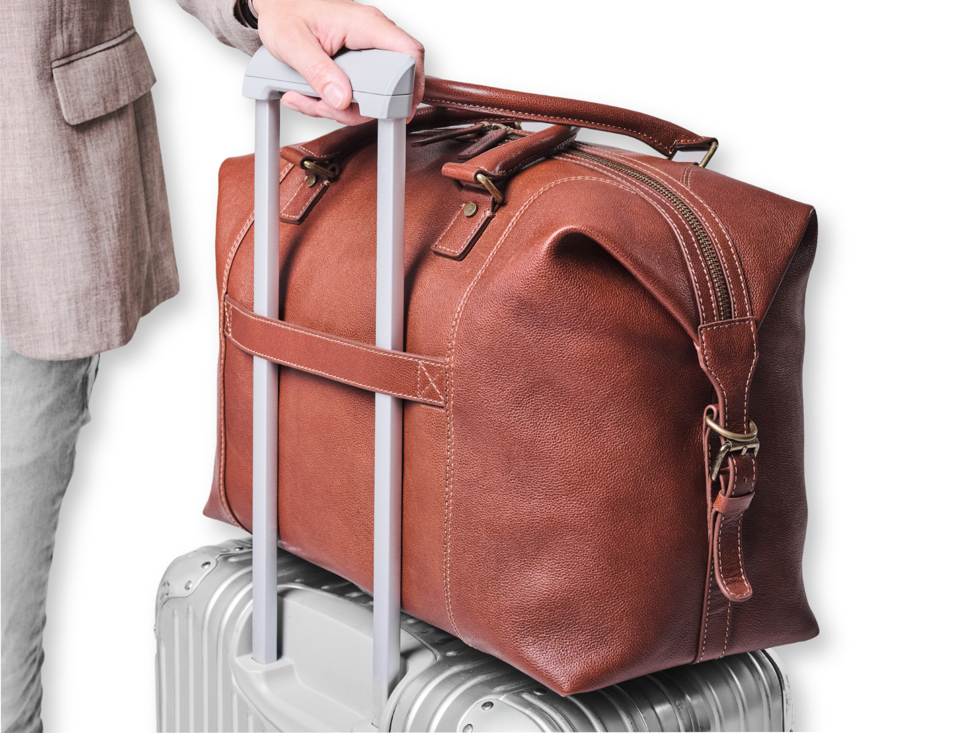 Reisetasche Marcello mit rückseitiger Trolley-Aufstecklasche am Koffer