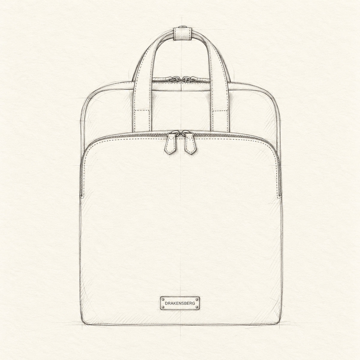 Konstruktionszeichnung des Leder-Laptoprucksacks Porter
