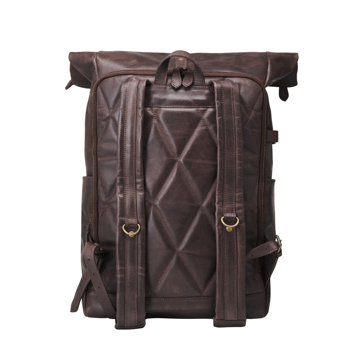 Arthur leather laptop backpack in Coffee Brown – padded back and adjustable shoulder straps