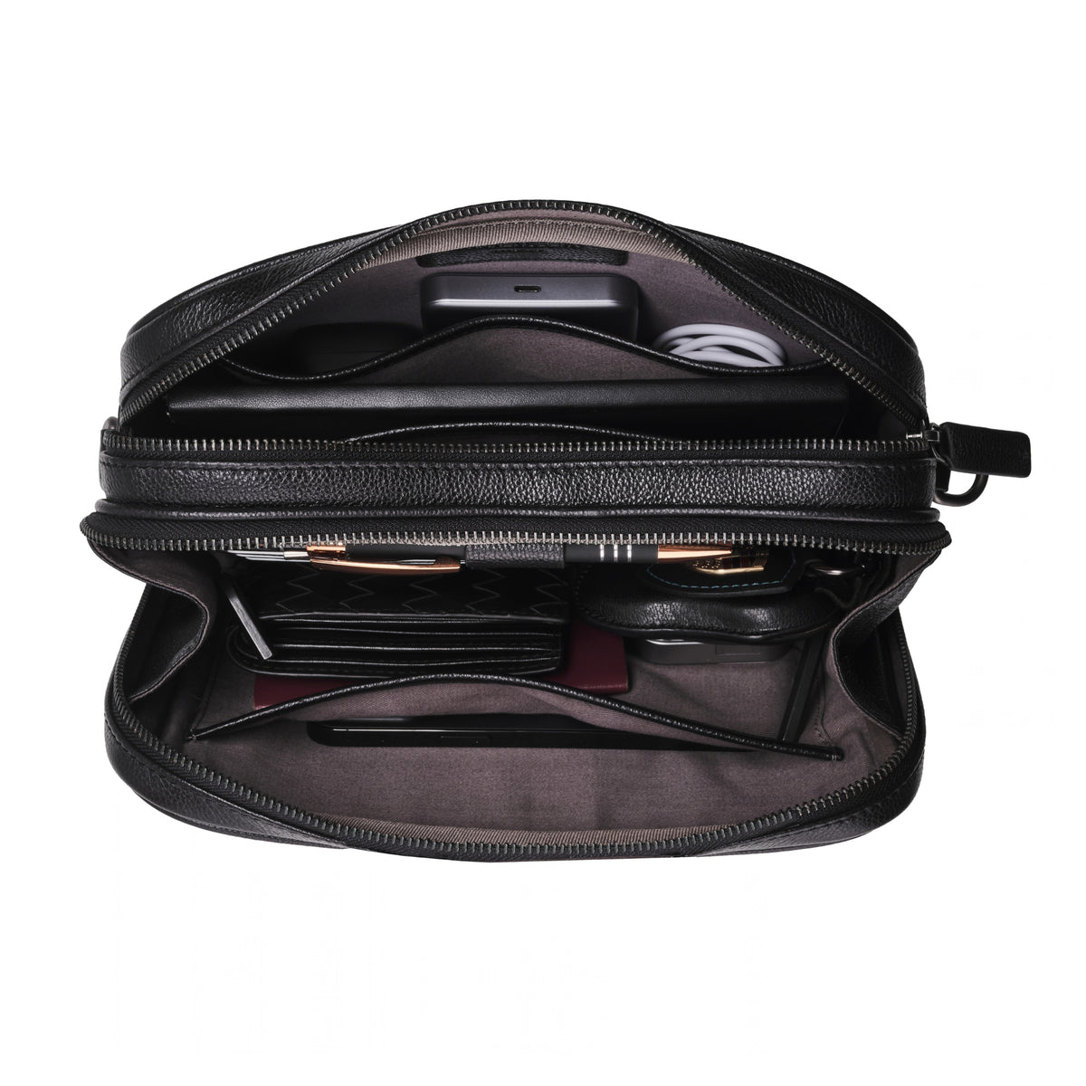Open Roberto wristlet in Black with organiser pockets