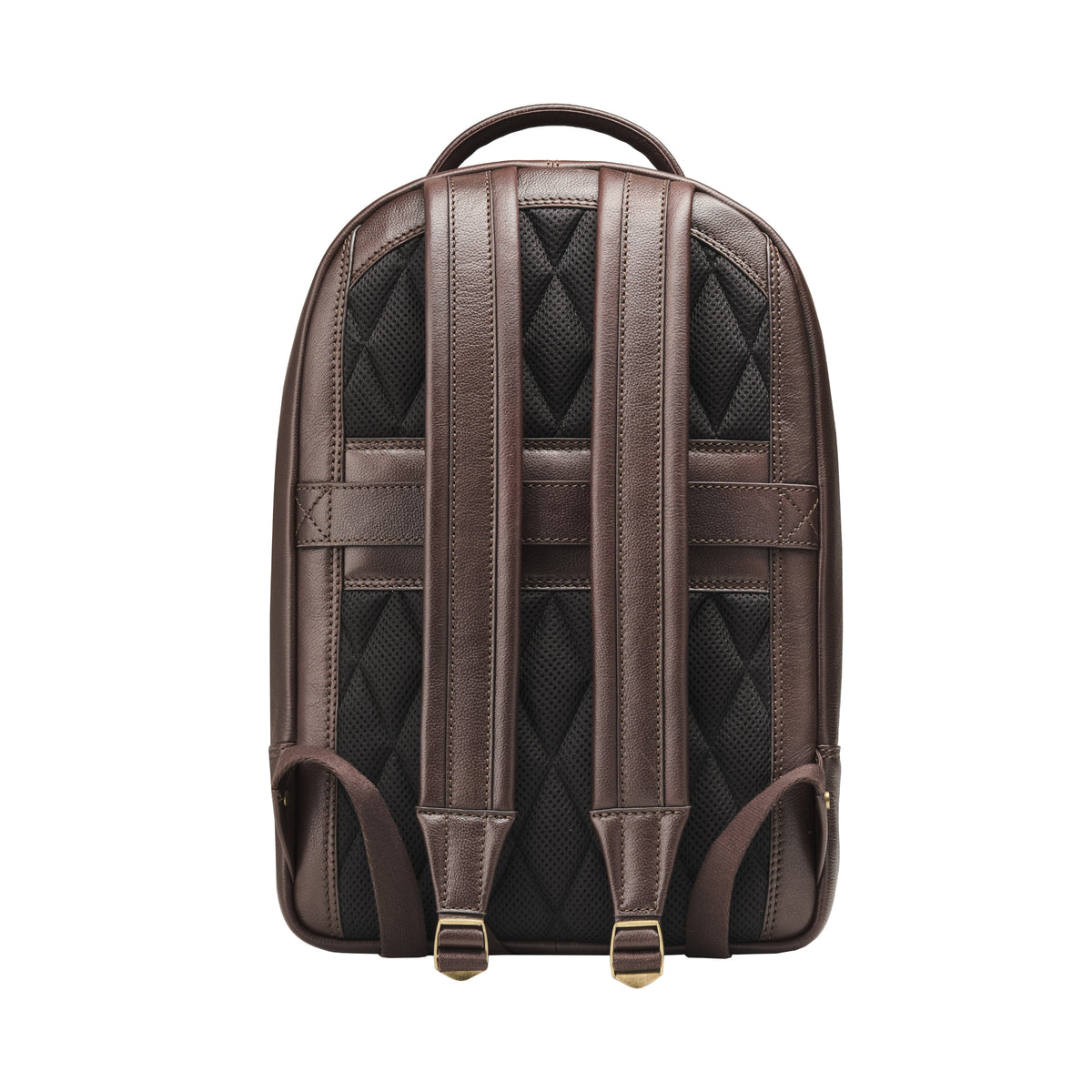 Gepolsterte, atmungsaktive Rückseite des Lederrucksacks Antonio