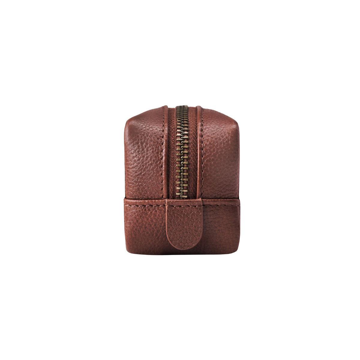 Side view of Nino leather pencil case in Chestnut Brown