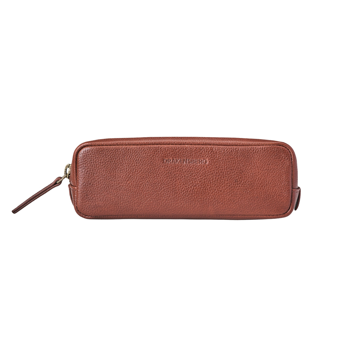 Front view of Nino leather pencil case in Chestnut Brown