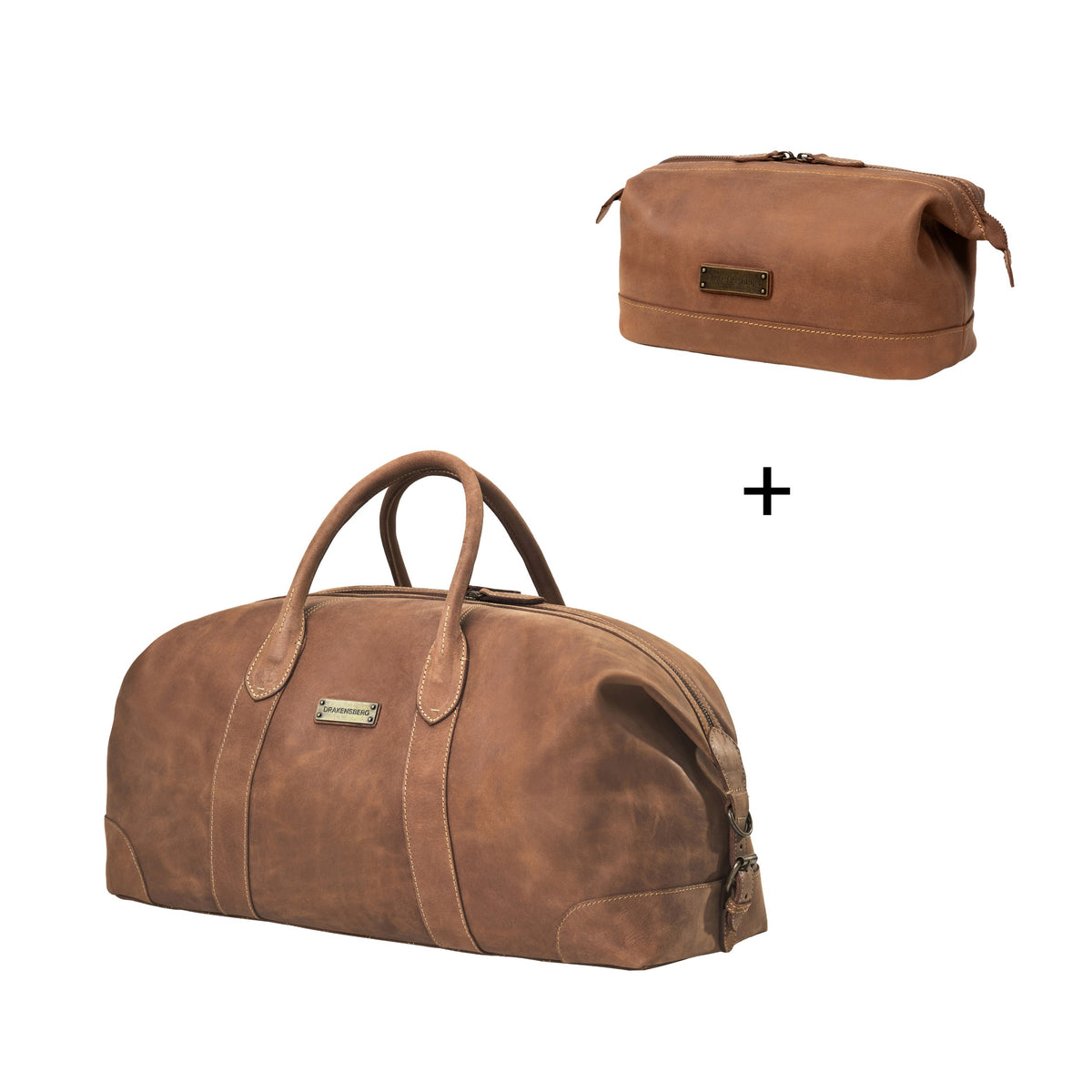 Weekender »David« & Toiletry Bag »Ruby« – Havana Brown – Bundle