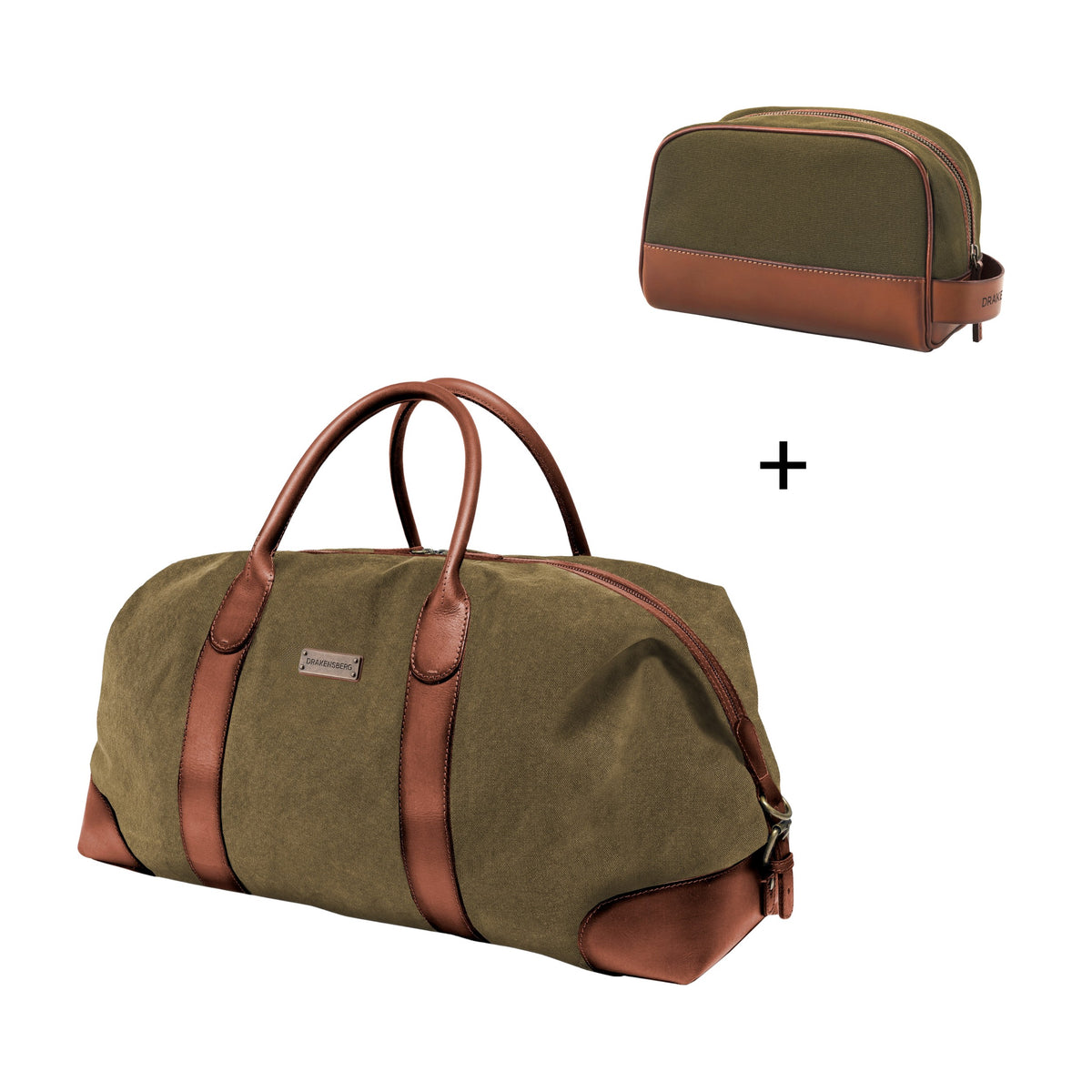 Sac week-end »David« & Trousse de toilette »Glen« – Vert olive – Ensemble
