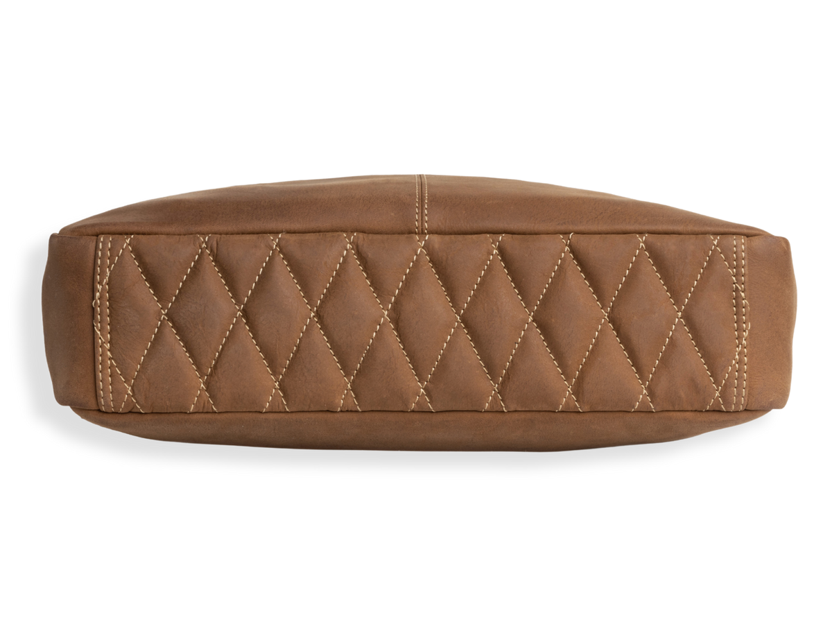 Rautengesteppter Boden der Leder-Aktentasche Hugo in Havanna-Braun
