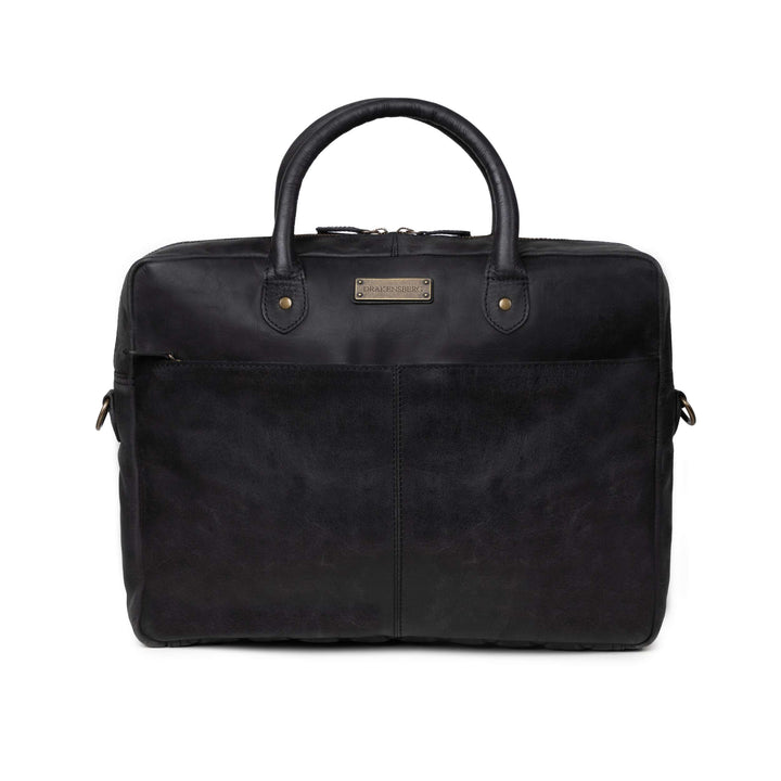 Sac business en cuir Hugo en Noir vintage – vue de face