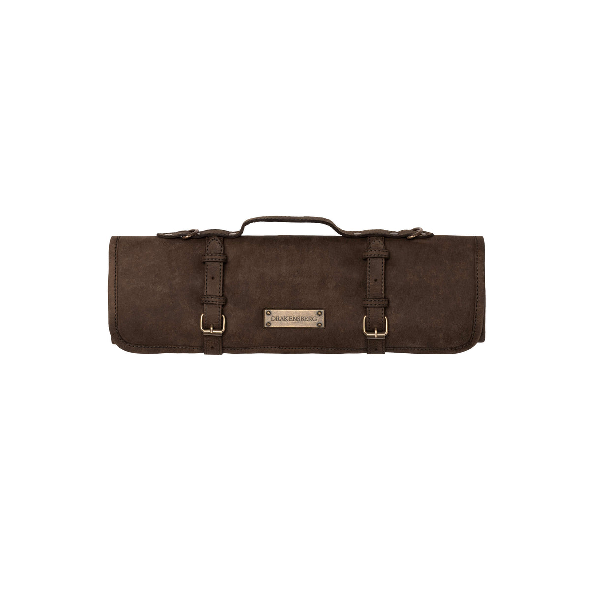 Trousse Blade Marron Café enroulée, avec poignée et deux lanières de fermeture