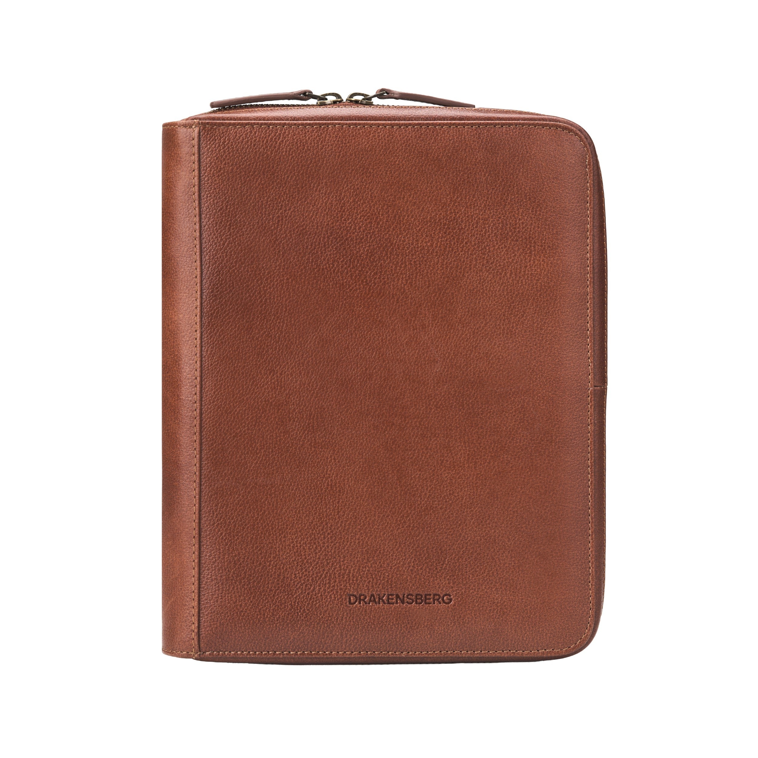 Front of the Nolan buffalo leather tablet bag in Chestnut Brown