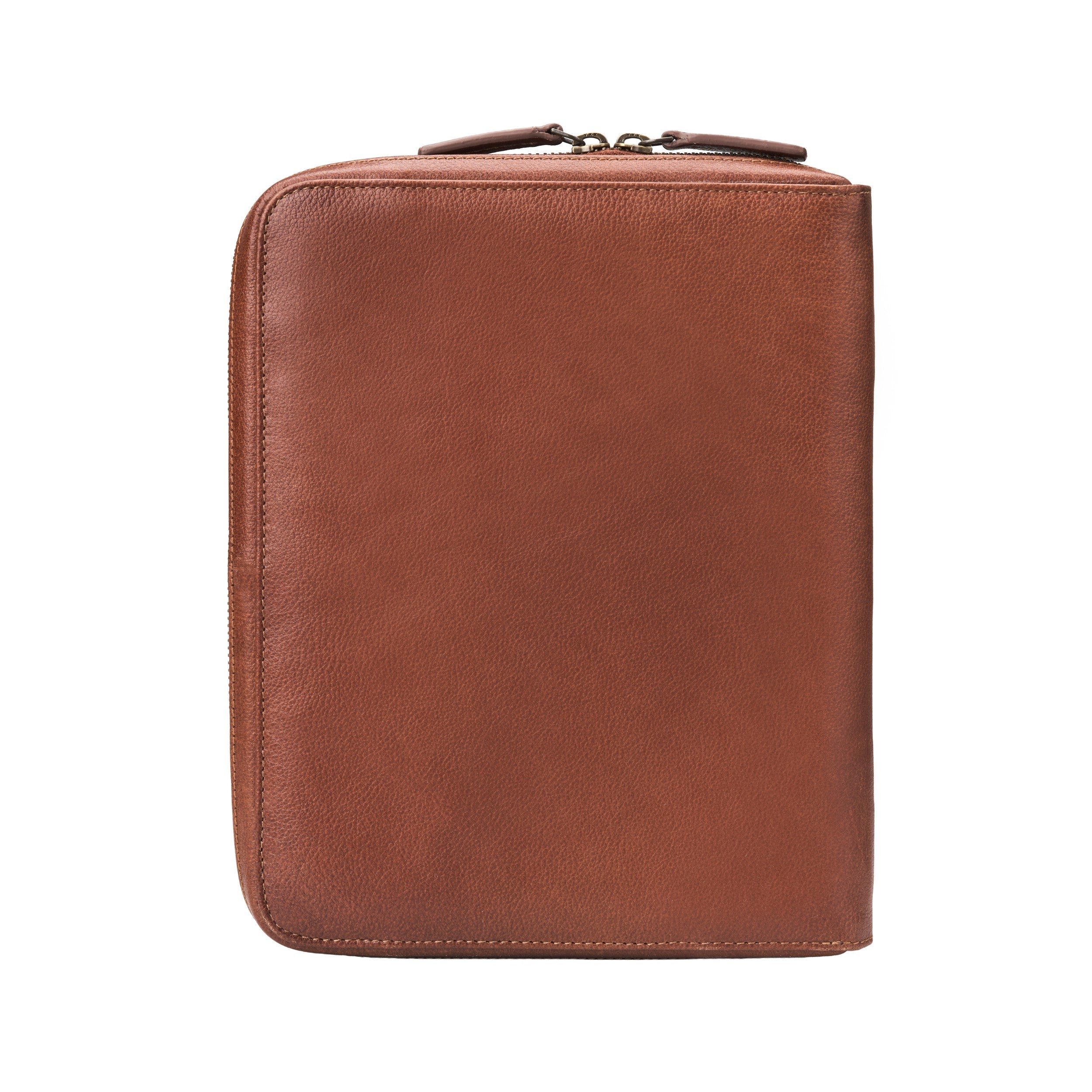 Back of the Nolan buffalo leather tablet bag in Chestnut Brown