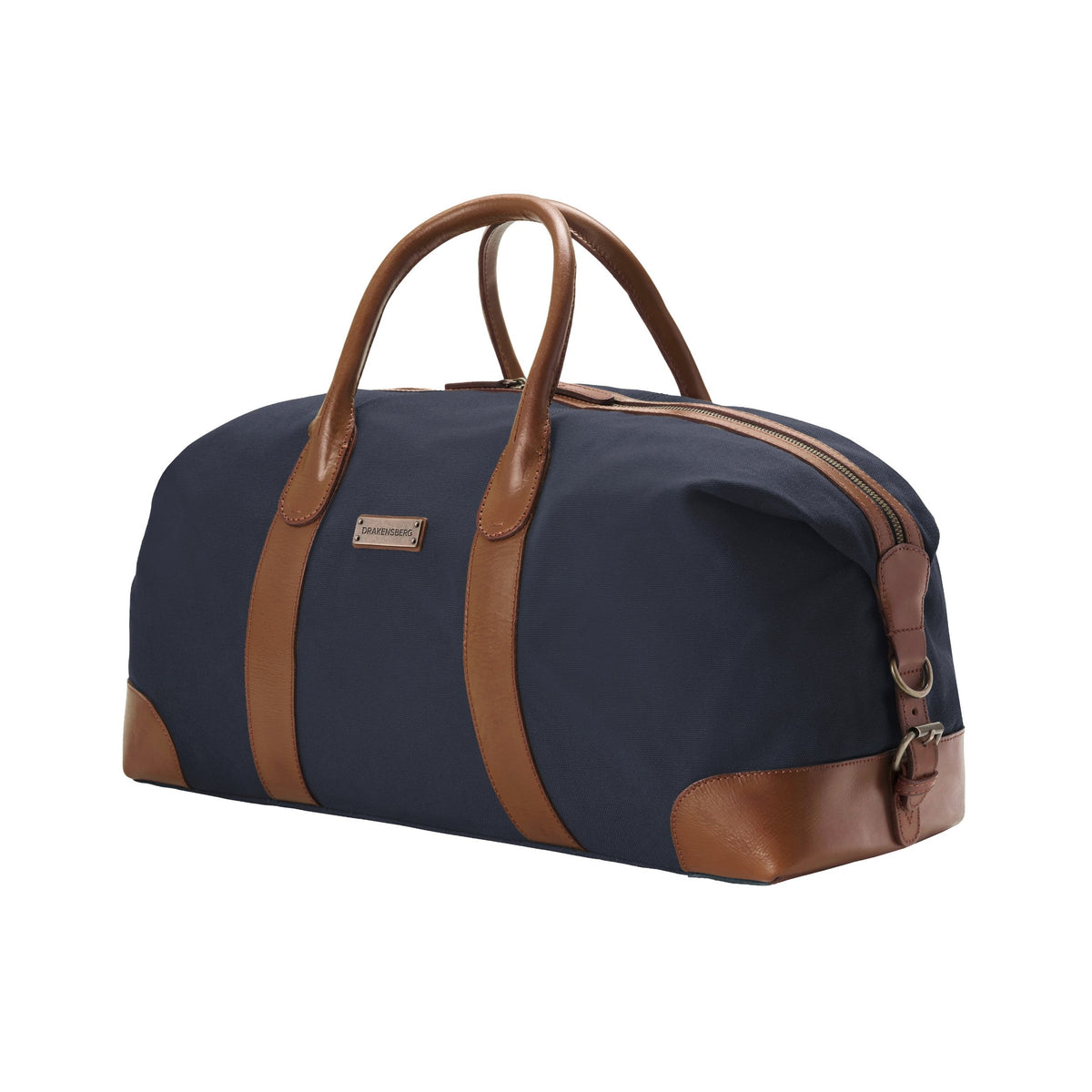 Compact David weekender in canvas and leather in Navy Blue – front view