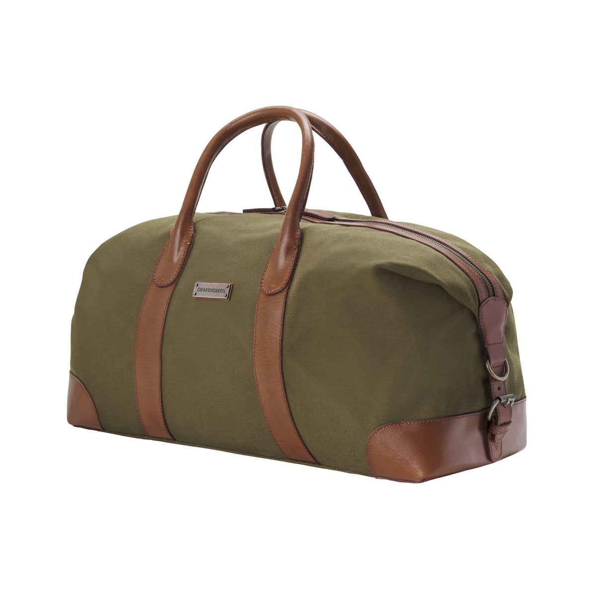 Compact David weekender in canvas and leather in Olive Green – front view