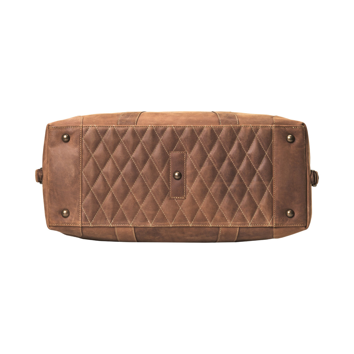 Kompakter Leder-Weekender David in Havanna-Braun – Bodenansicht mit Diamond-Stitch