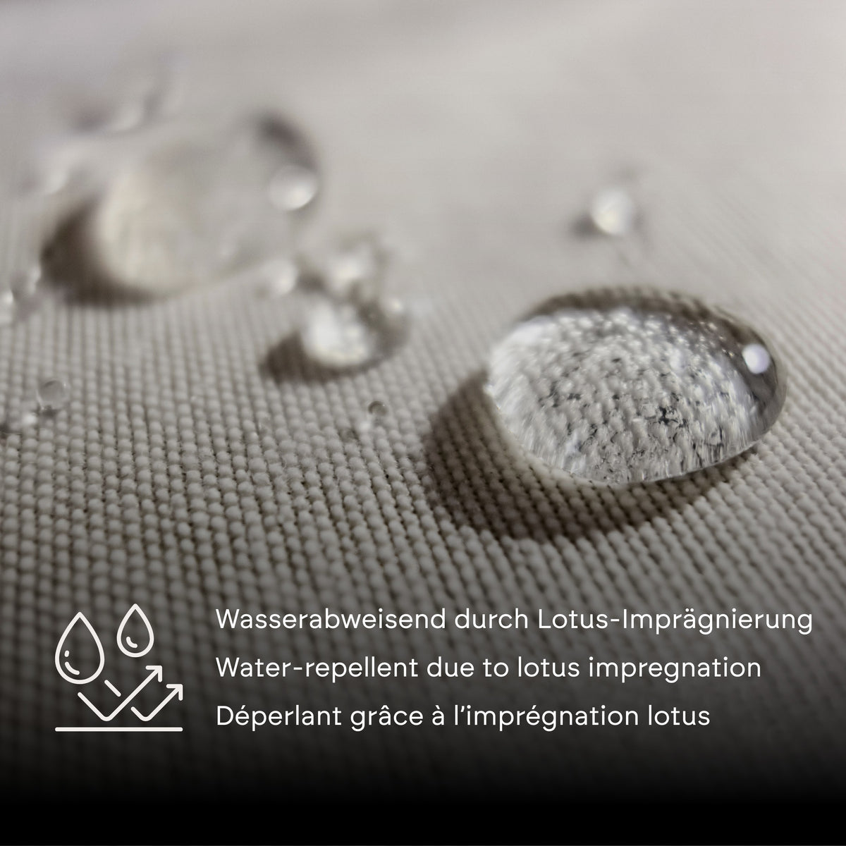 Großer Weekender David aus Canvas und Leder in Marine-Blau – Detail des Lotus-Effekts