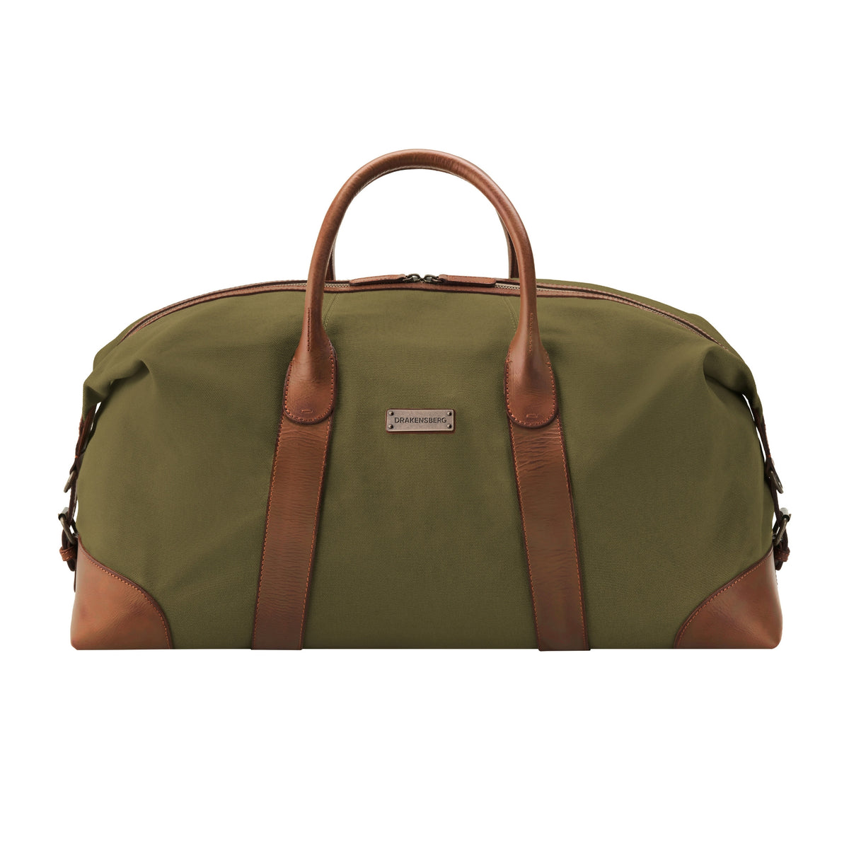 Large David weekender in canvas and leather in Olive Green – front view