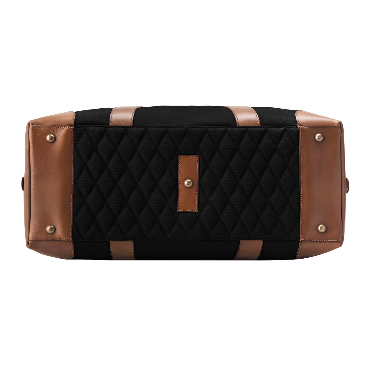 Großer Weekender David aus Canvas und Leder in Schwarz – Bodenansicht mit Diamond-Stitch