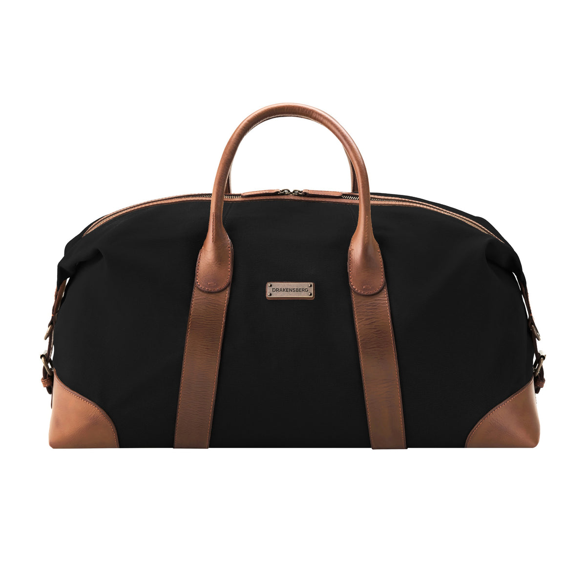 Großer Weekender David aus Canvas und Leder in Schwarz – Frontansicht