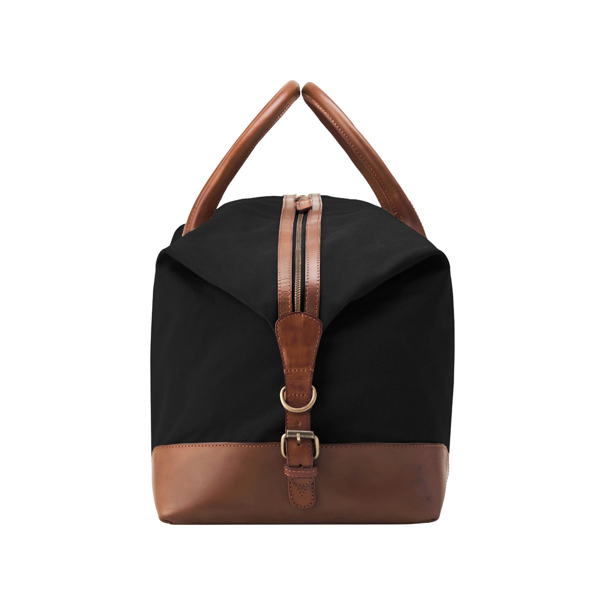 Großer Weekender David aus Canvas und Leder in Schwarz – Seitenansicht