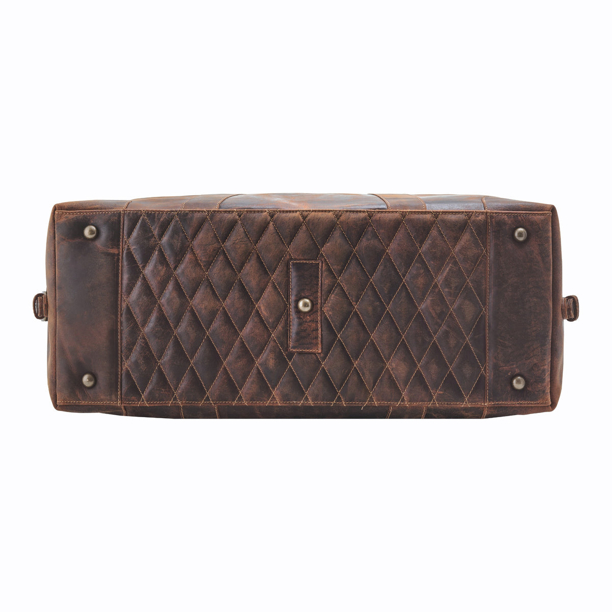 Großer Leder-Weekender David in Antik-Braun – Bodenansicht mit Diamond-Stitch