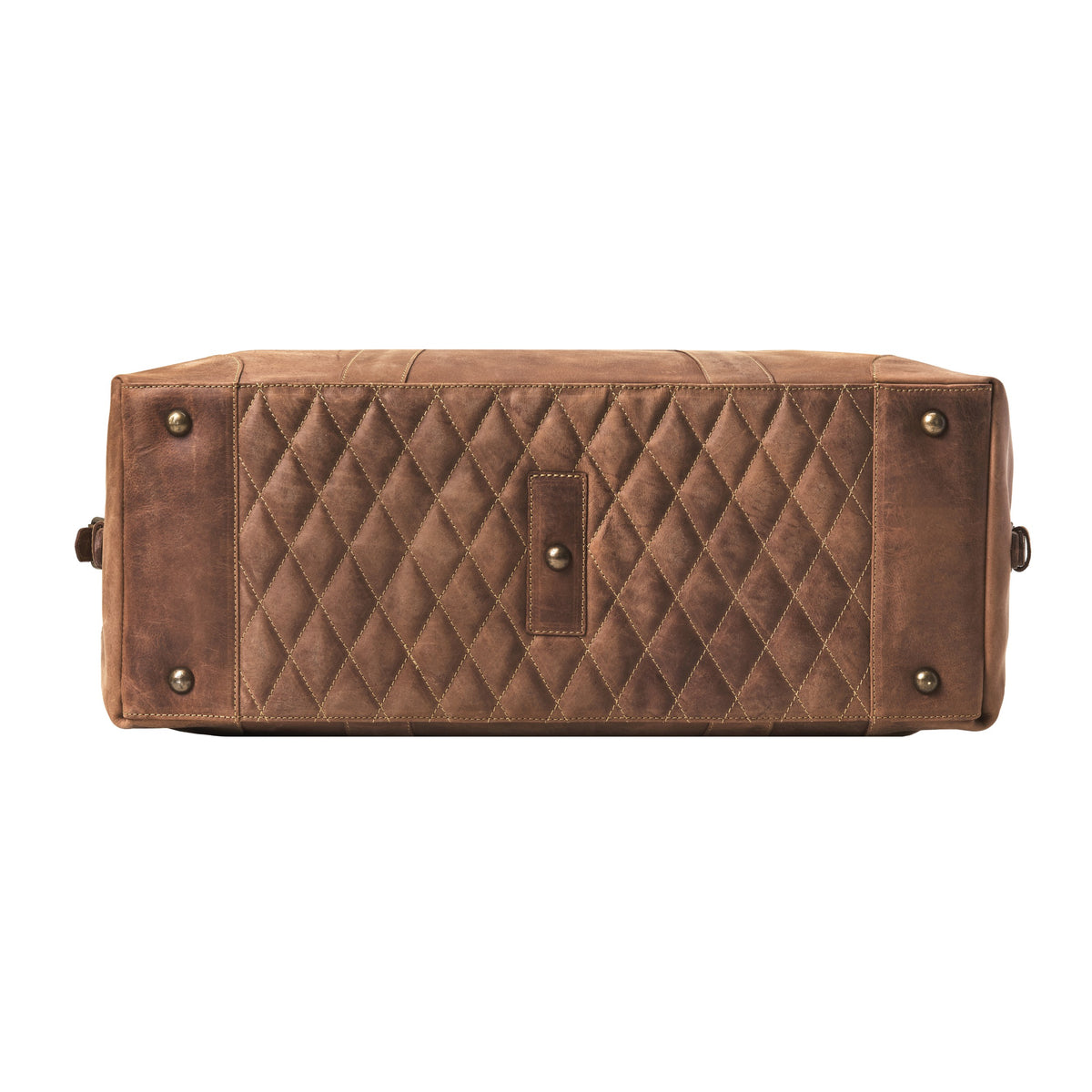 Großer Leder-Weekender David in Havanna-Braun – Bodenansicht mit Diamond-Stitch